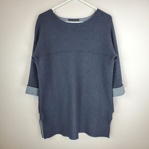 Tahari Size M Gray Cozy Shirt Tunic With Pockets